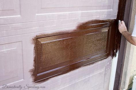 DIY Gel Stain Garage Door Update Painting Cupboards, Garage Door Update, Door Update, Faux Wood Garage Door, Reclaimed Wood Bed Frame, Gel Stains, Garage Door Colors, Faux Wood Tiles, Double Garage Door