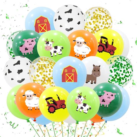 Farm Birthday Party Balloons, Farm Themed Balloons, Farm Animal Balloon Garland, Barnyard Birthday Balloons, Farm Animals Balloons, Farmyard Party, Farm Party Decorations, Party Zone, Farm Animals Theme