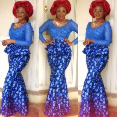 Aso Ebi Styles Lace, Lace Blouse Styles, Lace Skirt And Blouse, Aso Ebi Lace Styles, Nigerian Dress, Nigerian Lace Styles, African Lace Styles, African Styles, Lace Gown Styles