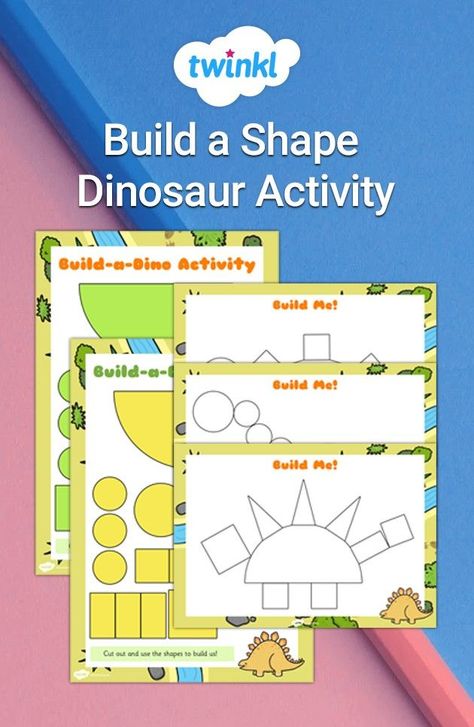 build a dinosaur with shapes Build A Dinosaur With Shapes, Shape Dinosaurs Preschool, Dinosaur Themed Activities, Dinosaurs Activities, Build A Dinosaur, Types Of Dinosaurs, Dinosaur Activity, Make A Dinosaur, Shape Activities