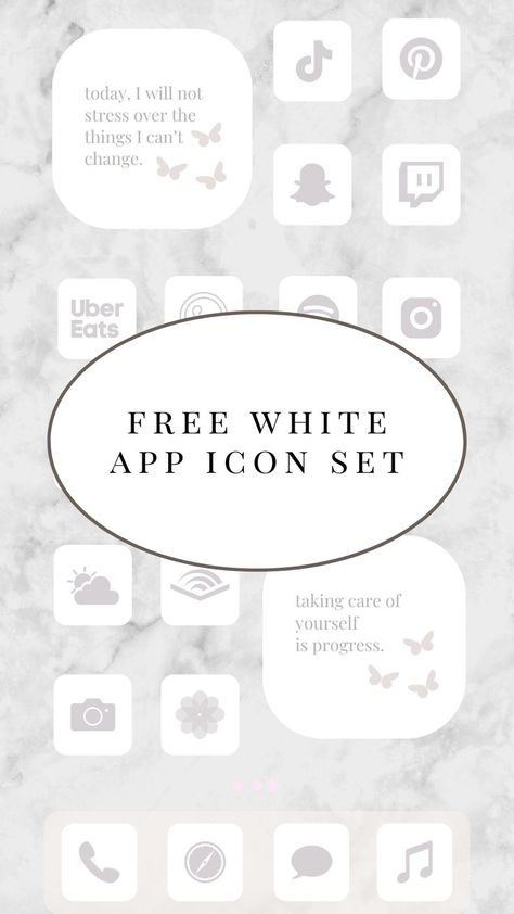 Sharing my free white aesthetic app icon set! 115+ free white app icons with marble phone background and motivational widgets. Motivational Widgets, App Icon Set, App Icon Covers, All Apps Icon, White App Icons, App Icons For Iphone, Icons For Iphone, Icon Covers, Shortcut Icon