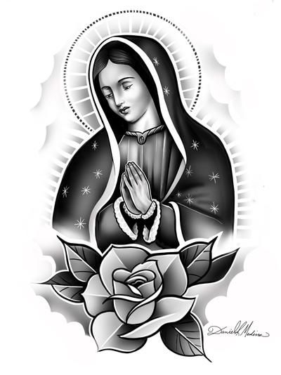 Mary Tattoo Design, Virgin Maria, Mother Mary Tattoos, Maria Tattoo, Jesus Art Drawing, Virgin Mary Tattoo, Mary Tattoo, Mexican Art Tattoos, Christ Tattoo