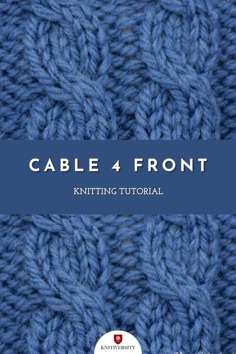 This knitting tutorial will help you learn how to knit the cable 4 front stitch. This technique is used in many more complicated cable motifs and is created by relocating two stitches in a row with the help of a cable needle. It can be used for afghans, blankets, scarves, or to add interest in a stockinette panel. Knitting Cables Tutorial, Knit Stitch Patterns Cables, Knit Chart, Cable Stitch Knit, New Stitch A Day, Lilac Cottage, Knitting 101, Cable Knitting Patterns, Knitting Tutorials