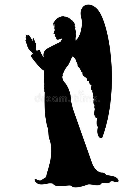 Praying Angel Silhouette stock illustration. Illustration of ... Angel Illustration Art, Statue Illustration, Female Angel, Angel Silhouette, Angel Illustration, Santa Claus Images, Silhouette Drawing, Praying Angel, Fashion Art Prints