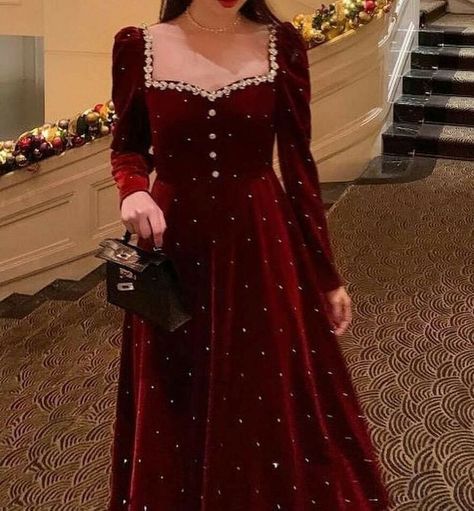 Velvet Frocks For Women, Velvet Dress Designs Gowns, Latest Velvet Dresses, Velvet Dresses Outfit, Velvet Dress Long, Velvet Dress Designs, Frock For Women, Red Velvet Dress, Bridal Dress Fashion