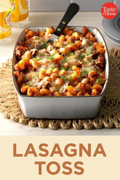 Quick Lasagna Toss, Lasagna Casserole Recipes, Lasagna Toss, Lasagna Casserole, Taste Of Home Recipes, Pasta Pasta, Pasta Rice, Italian Dishes, Easy Dinners