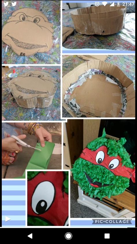 DIY TMNT Pinata. TMNT party, 4 year old party. DIY pinata how to. Diy Ninja Turtle Pinata, Ninja Turtles Pinata, Tmnt Pinata, Turtle Pinata, Make Your Own Pinata, Ninja Turtle Pinata, 3d Ninja, Diy Ninja, Teenage Mutant Ninja Turtles Raphael