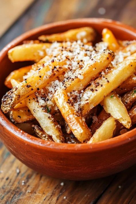 🧄 Gourmet Fries – Try these flavorful truffle garlic parmesan fries that will elevate your snacking game to a whole new level! Perfect for sharing! 🍽️ #GourmetCooking #SnackIdeas #YummyEats #ComfortFood Truffle Parmesan Fries, Gourmet Fries, Parmesan Truffle Fries, Nara Smith, Garlic Parmesan Fries, Parmesan Fries, Spicy Ketchup, Homemade Fries, Truffle Fries