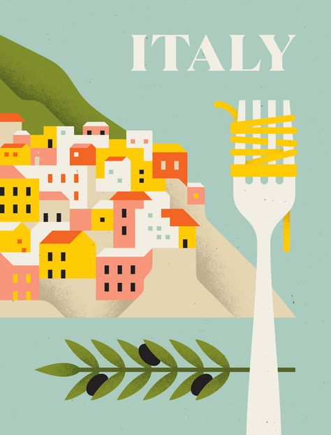 Mid Century Travel Posters, Graphic Travel Poster, Doublenaut Design, Italy Illustration Art, Italy Graphic Design, Italian Illustration, Italy Illustration, Event Quotes, Italian Posters