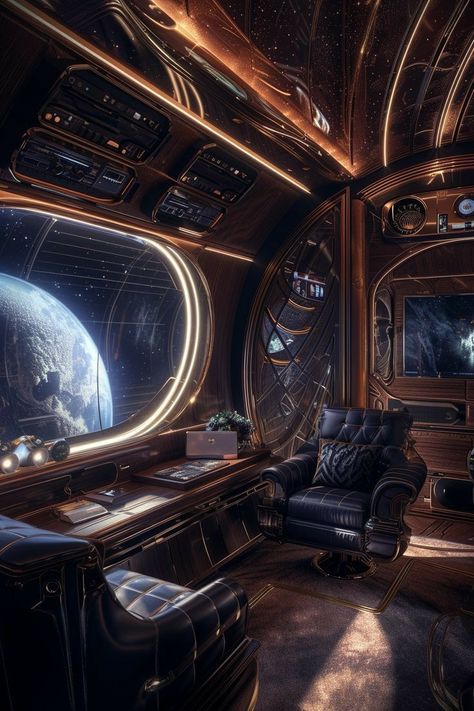 Spaceship Aesthetic, Dreamy Architecture, Steampunk Interior, Scifi Interior, Sci Fi Architecture, Spaceship Interior, Star Wars Background, Architecture Home Design, Sci Fi Environment