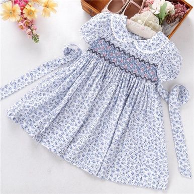 baby girls blue smocked dress