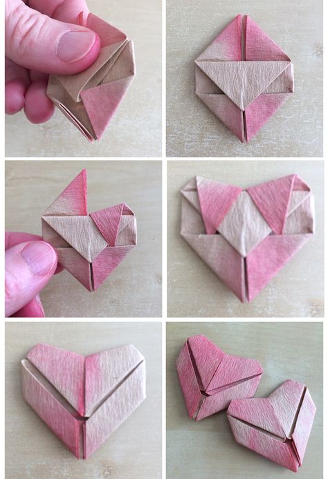 An Ombre Origami Art Project Perfect For Your Favorite Valentine Valentines Origami, Origami Star Box, Origami Ball, Origami Fish, Origami Love, Origami For Beginners, Origami And Kirigami, Origami Heart, Useful Origami