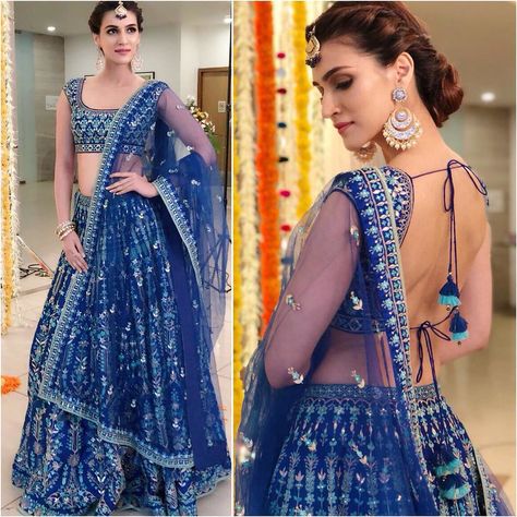 ML3049 Kriti Sanon Blue Lehenga Choli | Customize the Style … | Flickr Easy Hairstyles Wedding, Hairstyle With Lehenga, Hairstyle For Lehenga, Wedding Party Hairstyles, Lehenga Images, Lehenga Hairstyles, Indian Dresses For Women, Girly Hairstyles, Saree Hairstyles