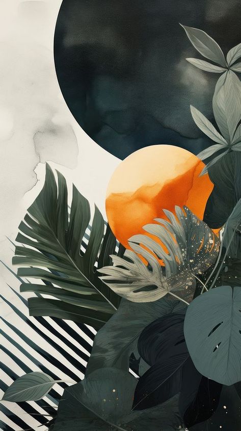 Jungle plant leaf backgrounds. | free image by rawpixel.com / Boom Orange Aesthetic Wallpaper, Abstract Jungle, Orange Aesthetic, Leaf Background, Backgrounds Free, Art Background, Art Clothes, Mobile Wallpaper, Free Image