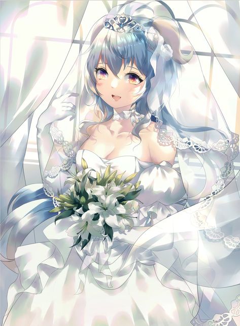 Anime Wedding Dress, Anime Wedding, Autumn Rain, Lily Flower, Image Boards, Anime Images, A A, Wedding Designs, Genshin Impact