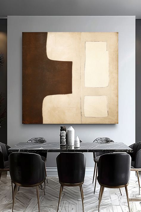 Minimalist abstract painting with brown and beige shapes on canvas, original handmade wall art Tan And Brown Abstract Art, Minimalist Painting, Textured Artwork, Modern Abstract Painting, Minimalist Decor, Wall Art For Sale, Color Theory, Contemporary Interior, Abstract Wall Art