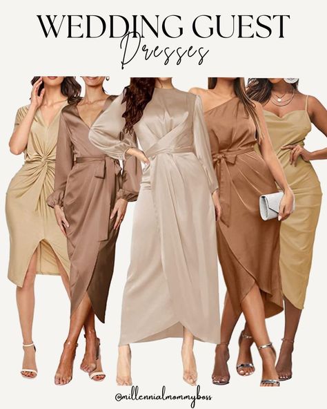 Taupe Wedding Guest Dress, Tan Wedding Guest Outfit, Neutral Color Wedding Guest Attire, Neutral Wedding Outfit Guest, Nude Wedding Guest Outfit, Neutral Wedding Guest Attire, Brown Wedding Guest Outfit, Wedding Guest Dress Beige, Beige Wedding Guest Dress