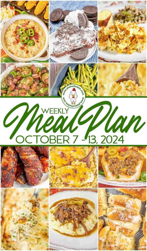 Meal Ideas For A Week, Planning Meals For The Week, Sides For Dinners, Weekly Recipes Menu Planning, Menu Ideas Weekly, Dinner Plans For The Week, Pantry Dinner Ideas, Weekly Dinner Menu Ideas, Dinner Menu For The Week