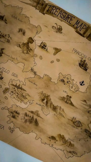 Treasure Map Craft, Rice Map, Treasure Painting, Treasure Map Drawing, Artist Tiktok, Alan Menken, Old Man Portrait, Make A Map, Treasure Map