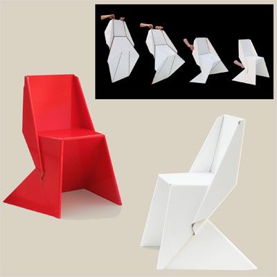 Top 12 Most Awesome Folding Chairs Origami Chair, Origami Furniture, Cardboard Chair, Box Origami, Origami Architecture, Foldable Furniture, Cardboard Design, Origami And Kirigami, Flat Pack Furniture