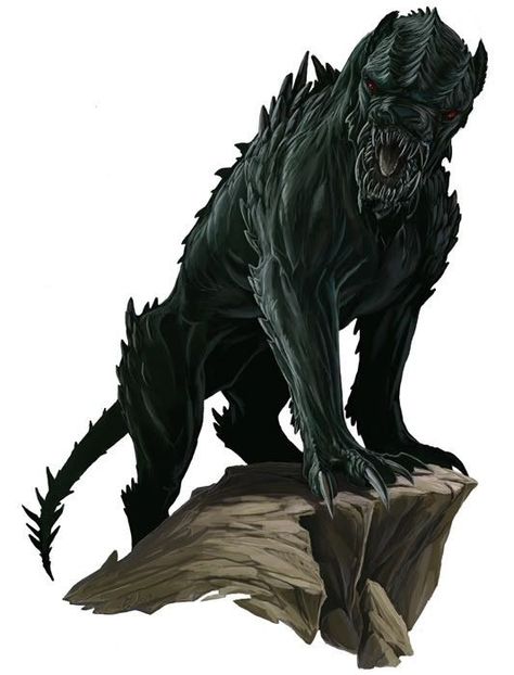 Panda Watercolor, Black Shuck, Space Opera Art, Creepy Dude, Black Beast, Humanoid Creatures, Dragon Rpg, Legendary Creature, Giant Panda