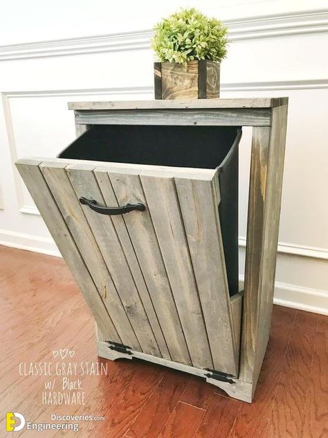 Modern Kitchen Trash Can Ideas That You Need To Check Out - Engineering Discoveries Kitchen Trash Can Ideas, Modern Kitchen Trash Cans, Trash Can Ideas, Cabin Indoor, Can Ideas, Trash Can Cabinet, Kitchen Trash Can, Kitchen Trash, Budget Apartment