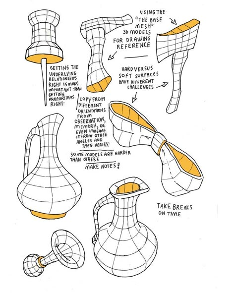 Form Drawing Exercises, Cross Contour Drawing Objects, Shape And Form Art Drawings, Elipses Drawings, Contour Drawing Objects, Warm Up Drawing Exercises, Shape Practice Drawing, Art Reference Objects, Basic Forms Drawing