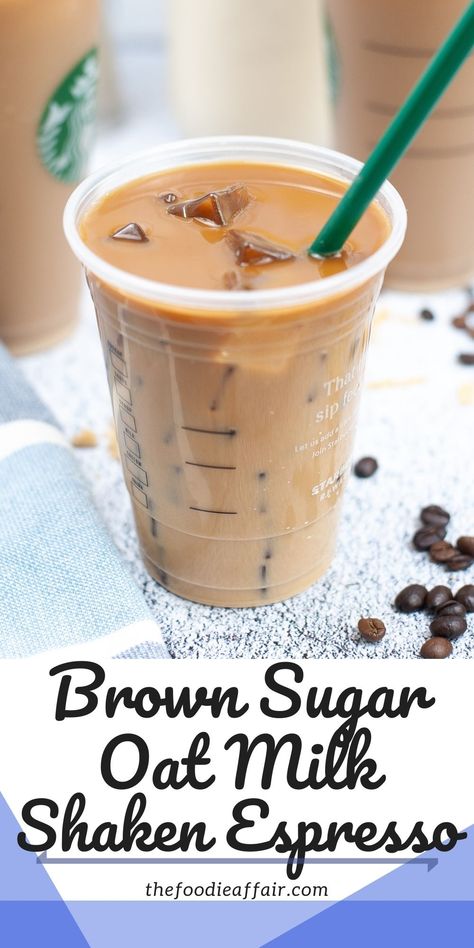 A cup of iced coffee. Low Calorie Espresso Drinks At Home, Low Sugar Coffee Drinks, Oat Milk Starbucks Drinks, Low Cal Coffee Drinks At Home, Sugar Free Coffee Drinks, Oatmilk Latte Recipe, Nespresso Drinks, Shaken Espresso Recipe, Oat Milk Shaken Espresso