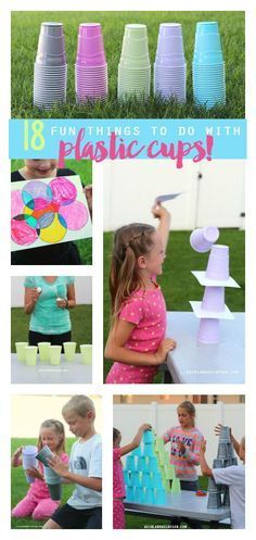 18 fun things to do with plastic cups--games, activities and crafts to keep the kids busy this summer! I love the pass the water game! Picnic Games, Cup Games, Kids Things To Do, Indoor Games For Kids, Outdoor Games For Kids, Fun Games For Kids, Camping Games, Indoor Fun, Birthday Games