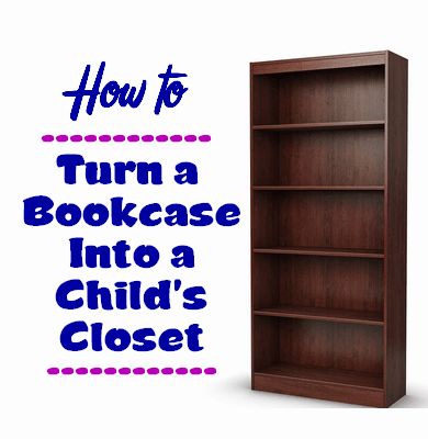 How to Turn a Bookcase into a Child's closet Bookcase Into Closet, Diy Baby Closet Bookshelf, Upcycle Bookshelf, Homemade Closet, Bookcase Closet, Diy Furniture Repair, Bookshelf Makeover, Bookcase Makeover, Furniture Build