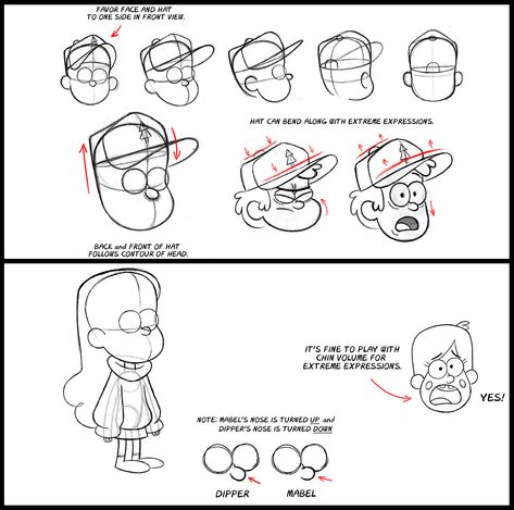 Disney XD Animation: Photo Cartoon Character Sheet, Sketches Cartoon, Cartoon Tutorial, Gravity Falls Characters, Character Turnaround, Fall Drawings, Gravity Falls Funny, Desenhos Gravity Falls, Dipper And Mabel