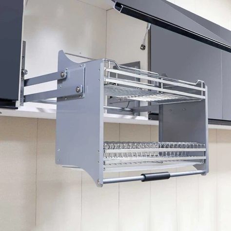 Kitchen Hanging Cabinet Lifting Pull-Down Kitchen Storage Rack Damping Buffer 4-speed Adjustment Dish&Bowl Drawer Baskets - AliExpress Kitchen Hanging Cabinet, Pull Down Shelf, Kitchen Hanging, Cupboard Shelves, Kitchen Storage Shelves, Hanging Cabinet, Kitchen Pulls, Stainless Steel Cabinets, Kitchen Storage Rack