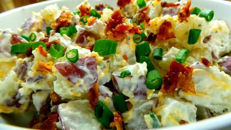 Bacon Ranch Potato Salad, Loaded Potato Salad, Ranch Potato Salad, Loaded Baked Potato Salad, Potatoe Salad, Fancy Salads, Baked Potato Salad, Bacon Potato Salad, Loaded Baked Potato