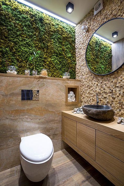 Ecodesign that integrates fitomuduli with live plants - bathroom interior design (16) Design Interior Baie, Minimalist Dekor, Small Bathroom Remodel Designs, Bad Inspiration, Decor Baie, Vertical Gardens, Bathroom Plants, Bathroom Remodel Designs, Bathroom Countertops