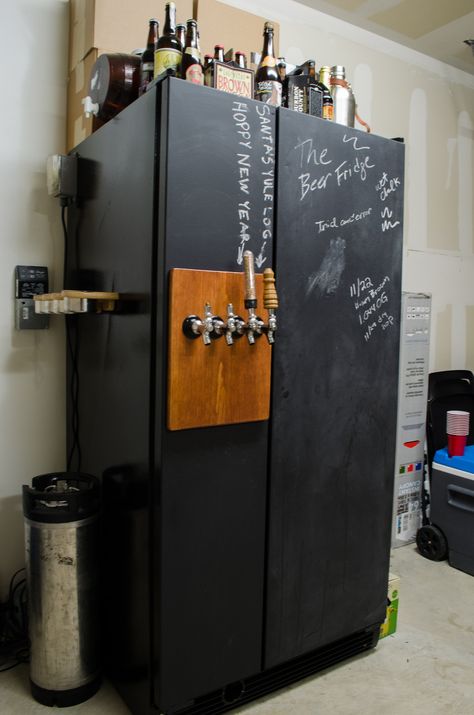 side by side kegerator Kegerator Ideas, Keg Fridge, Kegerator Diy, Brewery Ideas, Woodshop Ideas, Beer Ideas, Whiskey Dispenser, Mead Recipe, Vintage Fridge