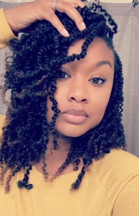 Spring twist on natural hair shoulder length Twist On Natural Hair, Havana Twist Braids, Short Hair Twist Styles, Protective Style Braids, Spring Twist Hair, Twist Box Braids, Big Box Braids, Spring Twists, Hair Twist