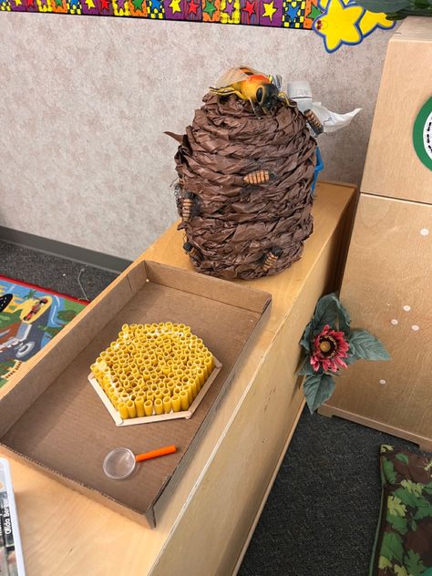 Students are able to look closly into a bee hive made out of noodles in dramtic play center. Bee Dramatic Play, Dramatic Play Preschool, Honey Bee Hives, Dramatic Play Centers, Play Centre, Dramatic Play, Bee Hive, Honey Bee, Caramel Apples