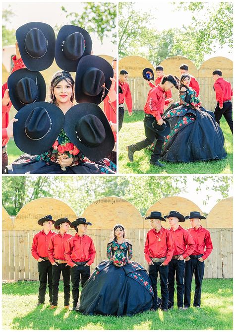 We had the honor of capturing a truly memorable Quinceañera event for Jaquelin. Held at the picturesque Rancho La Huerta in Lynwood, IL, the celebration was an enchanting mix of tradition, beauty, and joy, perfectly framed by the sunny and warm weather. Quince In Rancho, Rancho Quinceanera Theme, Black And Red Decor, Quinceanera Themes, Red Decor, Memory Lane, Quince, Quinceanera, Warm Weather