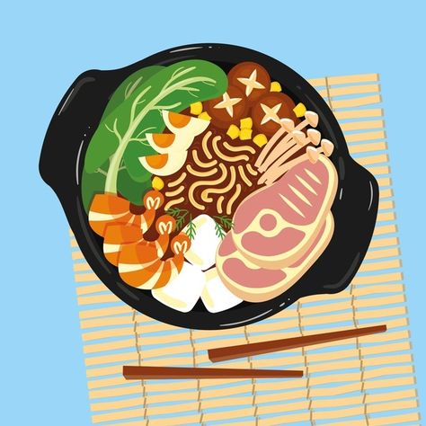 Hand drawn hot pot illustration Premium ... | Premium Vector #Freepik #vector #food #hand #hand-drawn #healthy Hot Pot Drawing, Food Illustrations Vector, Food Illustration Art Graphics, Hot Pot Illustration, Healthy Food Illustration, Food Vector Art, Eating Illustration, Vector Food Illustration, Pot Illustration