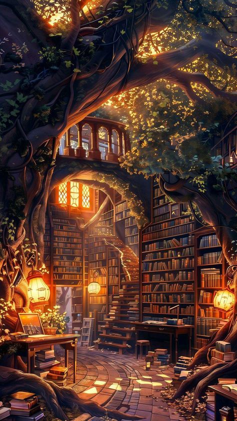 Cozy Library Aesthetic Wallpaper, Book Fall Wallpaper, Phone Wallpaper Books, Cozy Wallpapers Aesthetic, Cozy Fantasy Aesthetic, Cozy Illustration Art, Scenario Wallpaper, Book Background Wallpapers, Fantasy Iphone Wallpaper