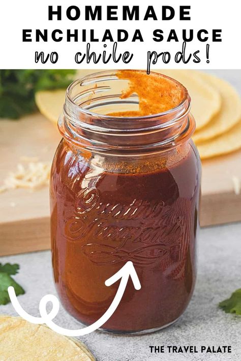 You'll love this authentic enchilada sauce (no tomato) for its smokey flavor and versatility. This red sauce relies on pure New Mexico red chile powder to create a flavorful sauce that's as good or better than the one at your favorite Mexican restaurant. You just need a handful of ingredients and about 15 minutes to make this homemade sauce! Enchilada Sauce No Tomato, Homade Enchilada Sauce Recipes, Home Made Enchilada Sauce Easy, New Mexico Red Chili Sauce From Powder, Quick Enchilada Sauce, Enchilada Sauce With Fresh Tomatoes, Authentic Enchilada Sauce Mexico, Red Chile Enchilada Sauce, Enchalidas Sauce