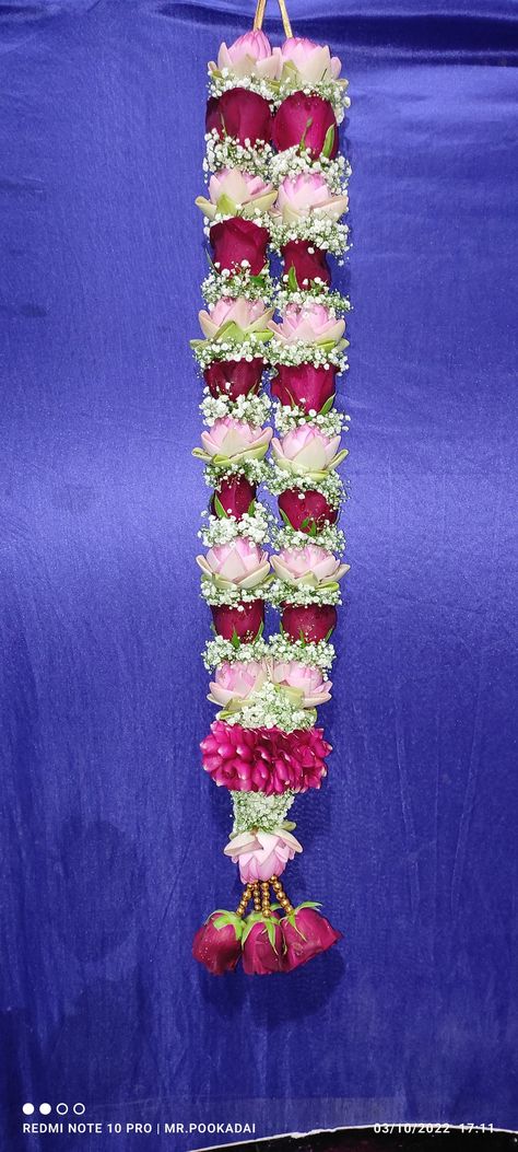 Poola Dandalu Engagement, Orchid Varmala Indian Weddings, Rose Mala For Wedding, Reception Garland, Wedding Mala Rose, Poola Dandalu, Mala Ideas, Wedding Mala, Hairstyle Indian