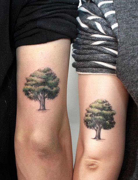 Creative Couple Tattoos, Matching Love Tattoos, Photo Doctor, Mad About You, Matching Tats, Origami Elephant, Shinrin Yoku, Linden Tree, Couple Tattoo