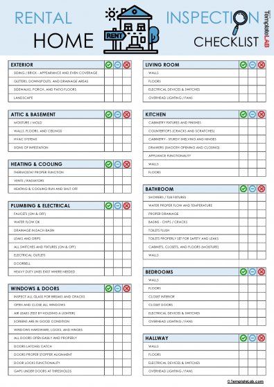 Download Rental Home Inspection Checklist - TemplateLab.com Rental Inspection Checklist, Make Ready Checklist Apartment, Property Maintenance Checklist, Rental Property Checklist, Property Management Checklist, Rental Property Management Template, Landlord Checklist, House Inspection Checklist, Rental Checklist