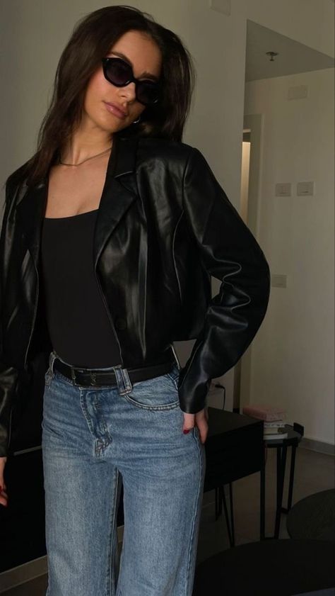 Leather Jacket Outfit, Leather Jacket Outfits, Looks Street Style, Jacket Outfit, 가을 패션, Casual Style Outfits, Looks Vintage, Outfits Casuales, Cute Casual Outfits