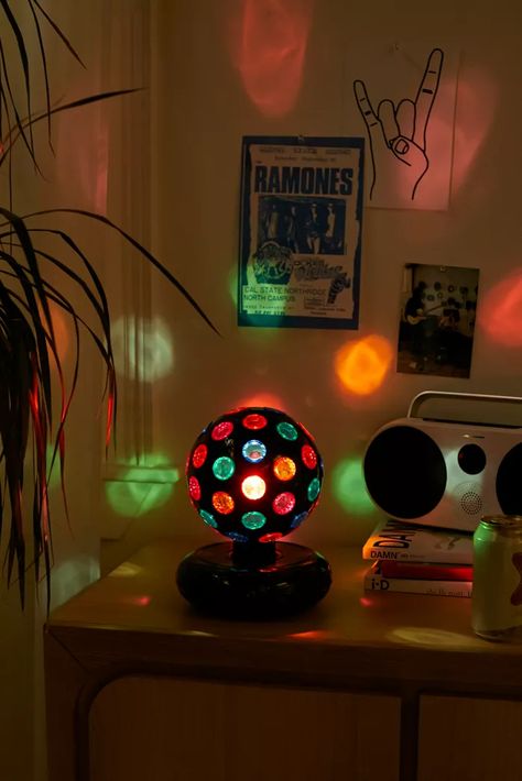 disco ball Disco Aesthetic, Disco Ball Light, Disco Decorations, Tabletop Design, 80s Disco, Ball Lamps, Disco Lights, Room Goals, Table Top Design