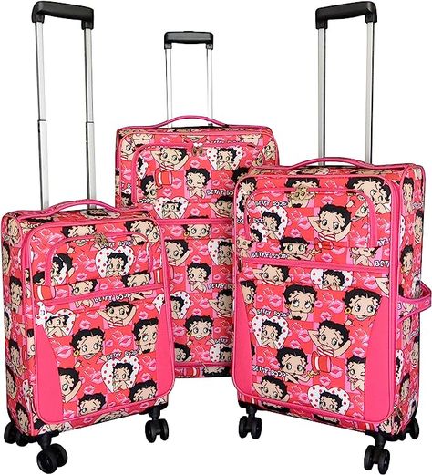 Pink Luggage Sets, Pretty Luggage, Betty Boop Pink, Pink Luggage, 3 Piece Luggage Set, Spinner Luggage Sets, Lightweight Suitcase, Spinning Wheels, Carry On Size