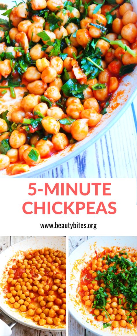 5-Minute Tomato Chickpea Bruschetta - Beauty Bites Cooked Chickpea Recipes, Easy Chickpea Dinner, Quick Chickpea Recipes, Easy Garbanzo Bean Recipes, Vegetarian Lunch Ideas Chickpea, Chickpea Bruschetta, Easy Chickpea Recipes Lunches, Chickpea And Tomato Recipe, Chickpea Skillet