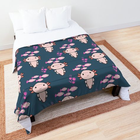 Get my art printed on awesome products. Support me at Redbubble #RBandME: https://www.redbubble.com/i/comforter/Axolotl-and-fish-pattern-by-theoldsheepshed/112542616.UBAD9?asc=u Pattern Comforter, Fish Pattern, Fish Patterns, College Dorm Bedding, Make Your Bed, Quilted Wall Hangings, Dorm Bedding, College Dorm, Repeating Patterns