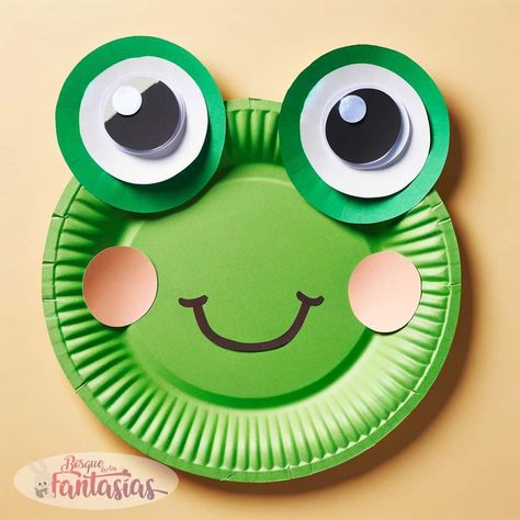 Paper Plate Animal Face Mask, Plate Arts And Crafts, Frog Crafts Preschool, Animals Crafts, Paper Plate Animals, School Kids Crafts, Craft Work For Kids, Paper Plate Crafts For Kids, Puppets For Kids